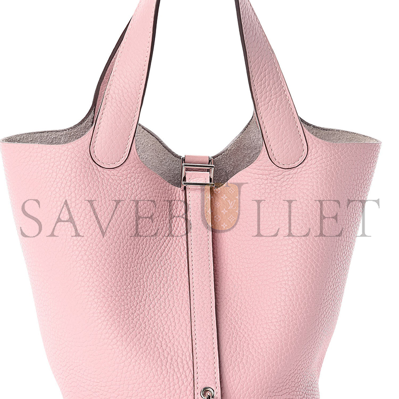 HERMÈS TAURILLON CLEMENCE PICOTIN LOCK 18 PM ROSE SAKURA H056289CK3Q (18*18*13cm)